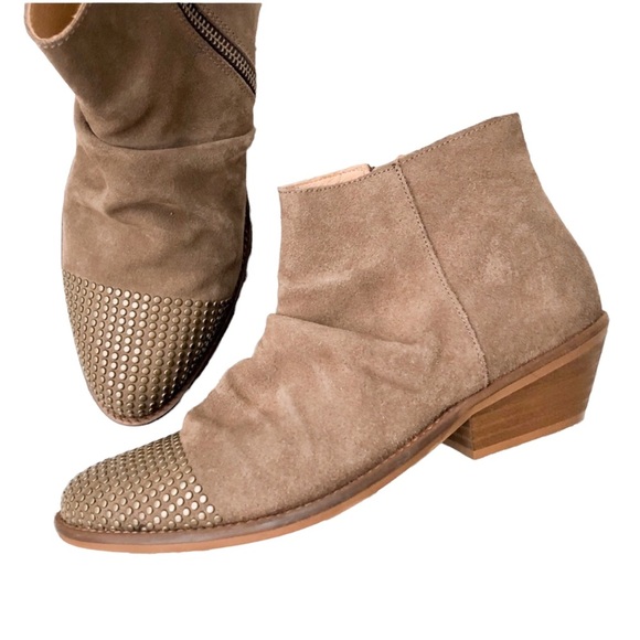Garnet Hill Shoes - Garnet Hill Chloe Studded Suede Booties Size 38 7.5 Brown Casual Ankle Boots